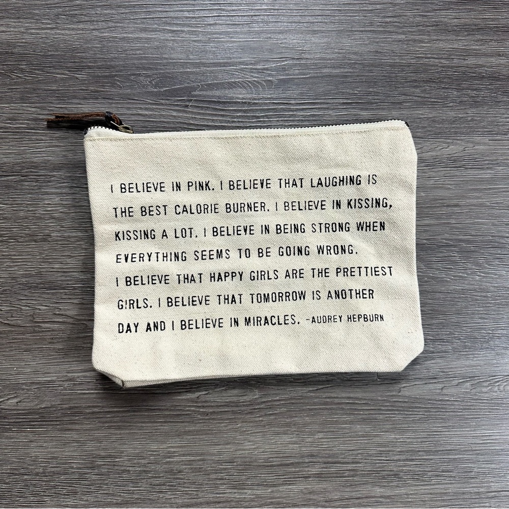 Canvas Pouch with Audrey Hepburn Quote